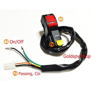 Cùm đề - Công tắc 2 nút On/Off và Passing, khởi động, còi gắn ghi đông