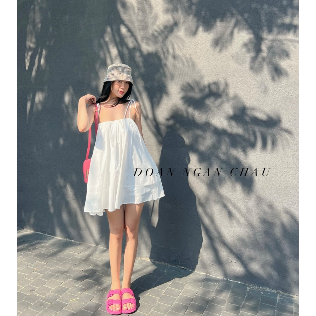 ĐẦM 2S DÂY babyDOLL dáng SUÔNG TRẮNG KHOÉT LƯNG