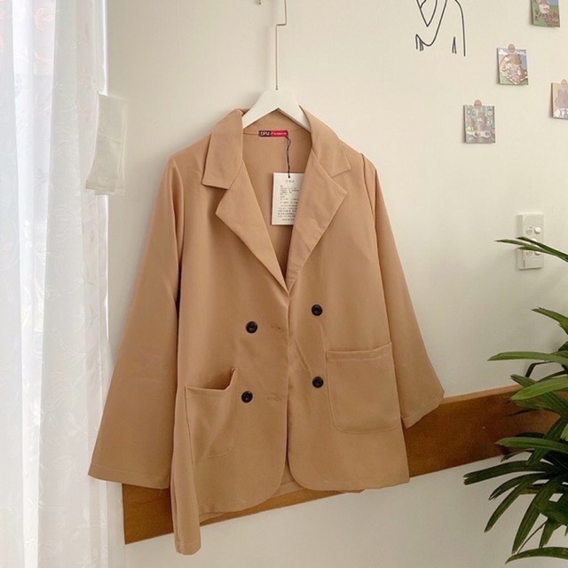 Áo khoác blazer nữ 4 khuy phong cách hàn quốc 2 túi dán | BigBuy360 - bigbuy360.vn