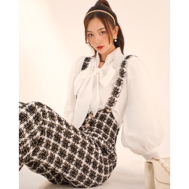 The19Club - Quần yếm tweed caro Sophia Pants