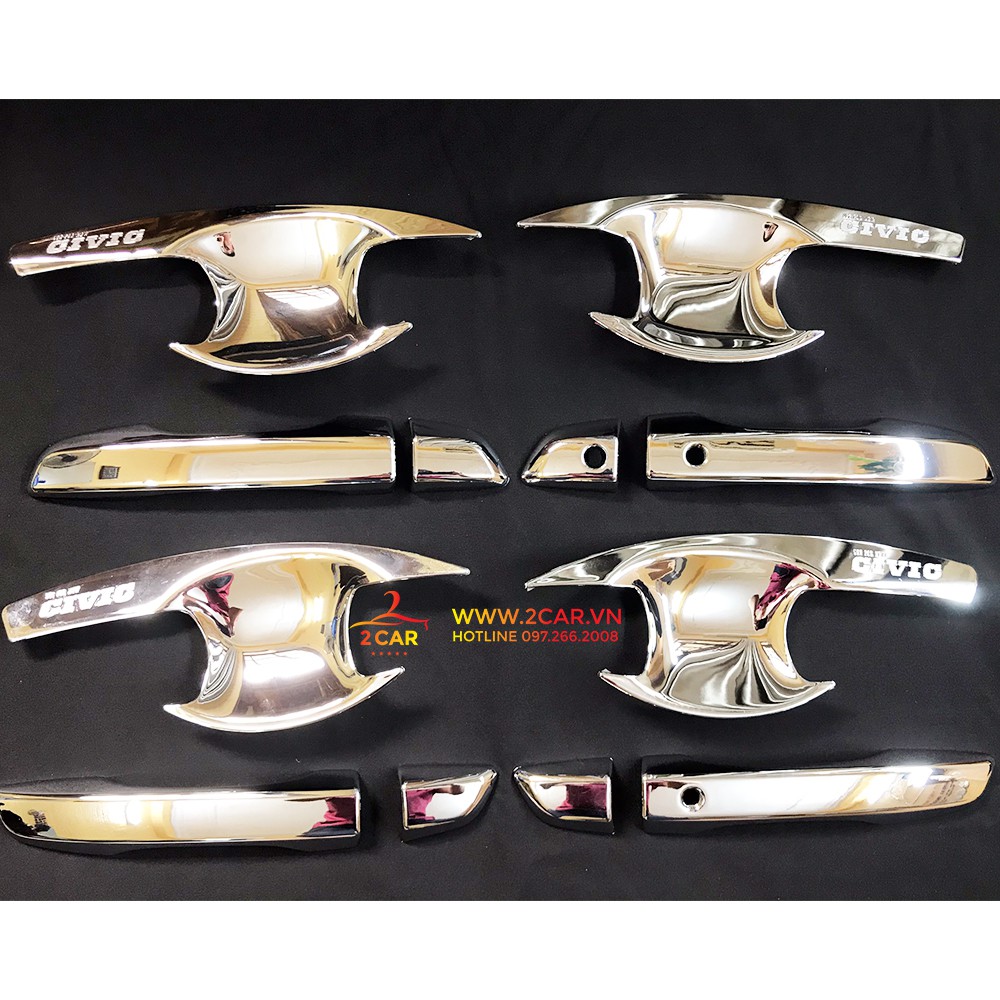 Ốp tay nắm, Hõm Cửa Xe Honda Civic 2016 - 2021 Mạ Crom cao cấp- Giá 1 bộ