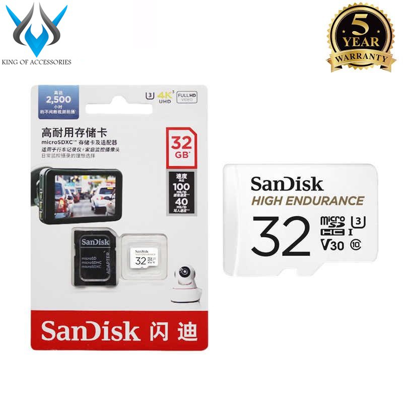 Thẻ nhớ microSDHC Sandisk High Endurance 32GB V30 UHS-I U3 4K R100MB/s W40MB/s (Trắng)