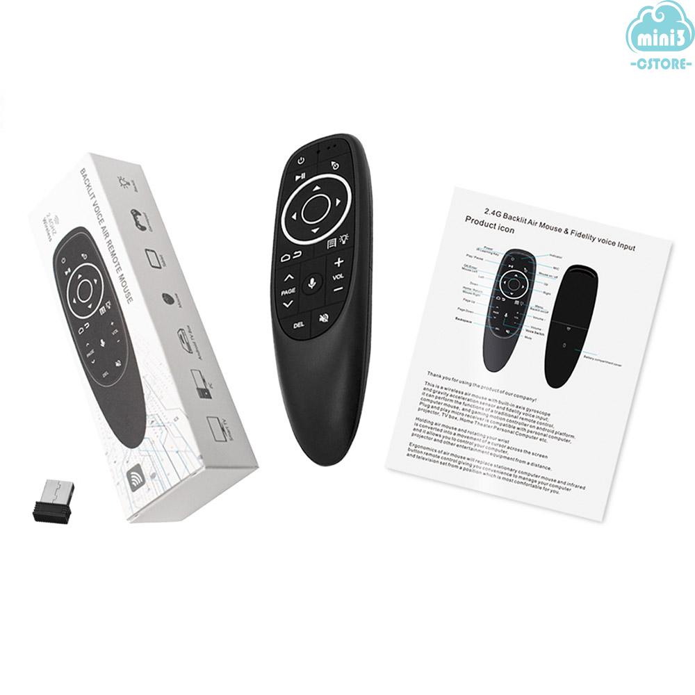 (V06) G10S PRO 2.4G Air Mouse Wireless Handheld Remote Control with USB Receiver Gyroscope Voice Control LED Backlight for Smart TV Box Projector