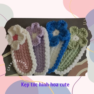 Kẹp tóc hình hoa len handmade mẫu 1
