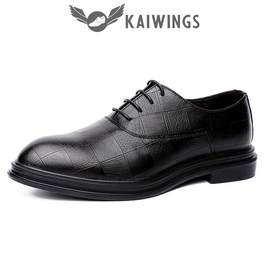 Giày Da Nam Buộc Dây Công Sở Cao Cấp KAIWINGS Giày Nam Đẹp Da Bò Hàn Quốc GNK15