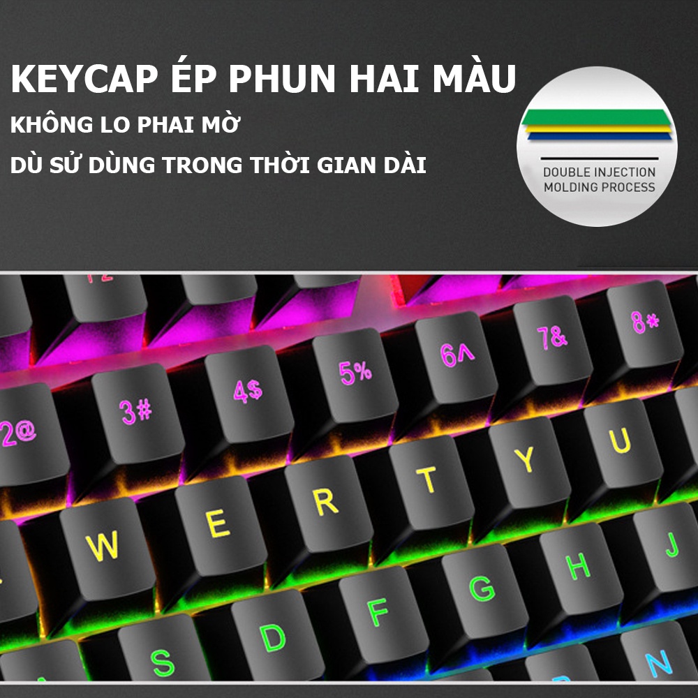 Bàn phím cơ gaming có dây phím Blue Switch thế hệ cơ mới 2021- K1 Bảo hành 12 tháng