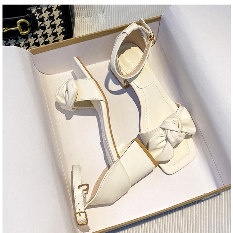 Giày Nữ Cao Gót Đế Vuông 7P Đính Nơ Xinh (kèm hình thật) K5