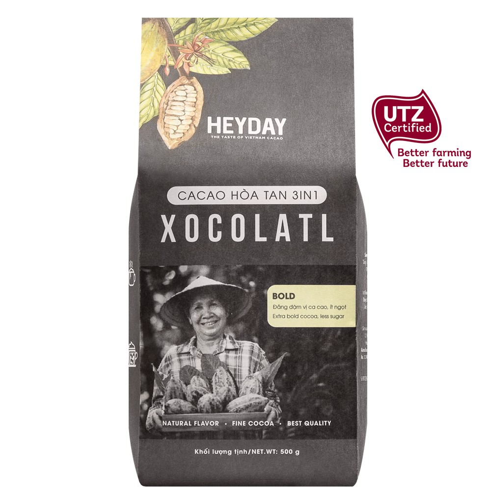 Bột cacao sữa 3in1 Xocolatl túi 500g - Gu đắng đậm Bold -  Gấp đôi cacao nguyên chất, ít ngọt