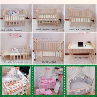 Nôi cũi đa năng 6 chế độ trọn bộ, quây cũi thiết kế Tree Story