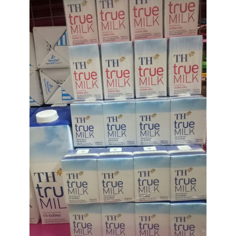 Sữa TH True Milk vỉ 4 hộp 110ml/180ml