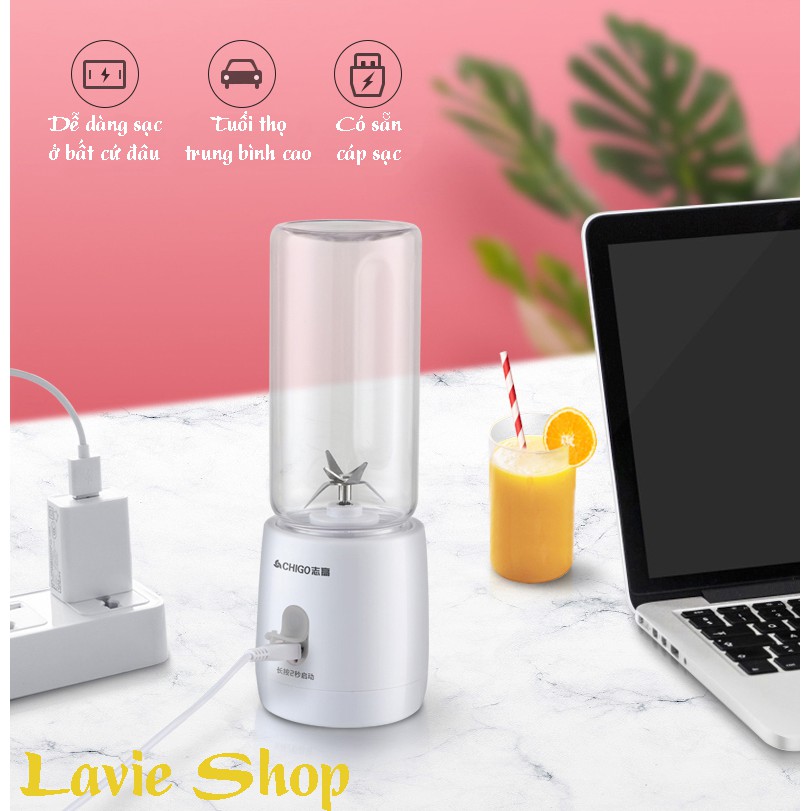 [ 6 Lưỡi Inox ] Máy Xay Sinh Tố Cầm Tay Mini CHIGO Công Suất Lớn Có Sạc Pin Bảo Hành 1 Đổi 1 VT122