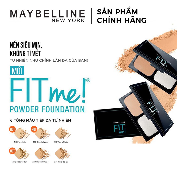 [CHÍNH HÃNG] Phấn Nền Maybelline Fit Me Skin-Fit Powder Foundation 9gr Siêu Mịn Màng PM714