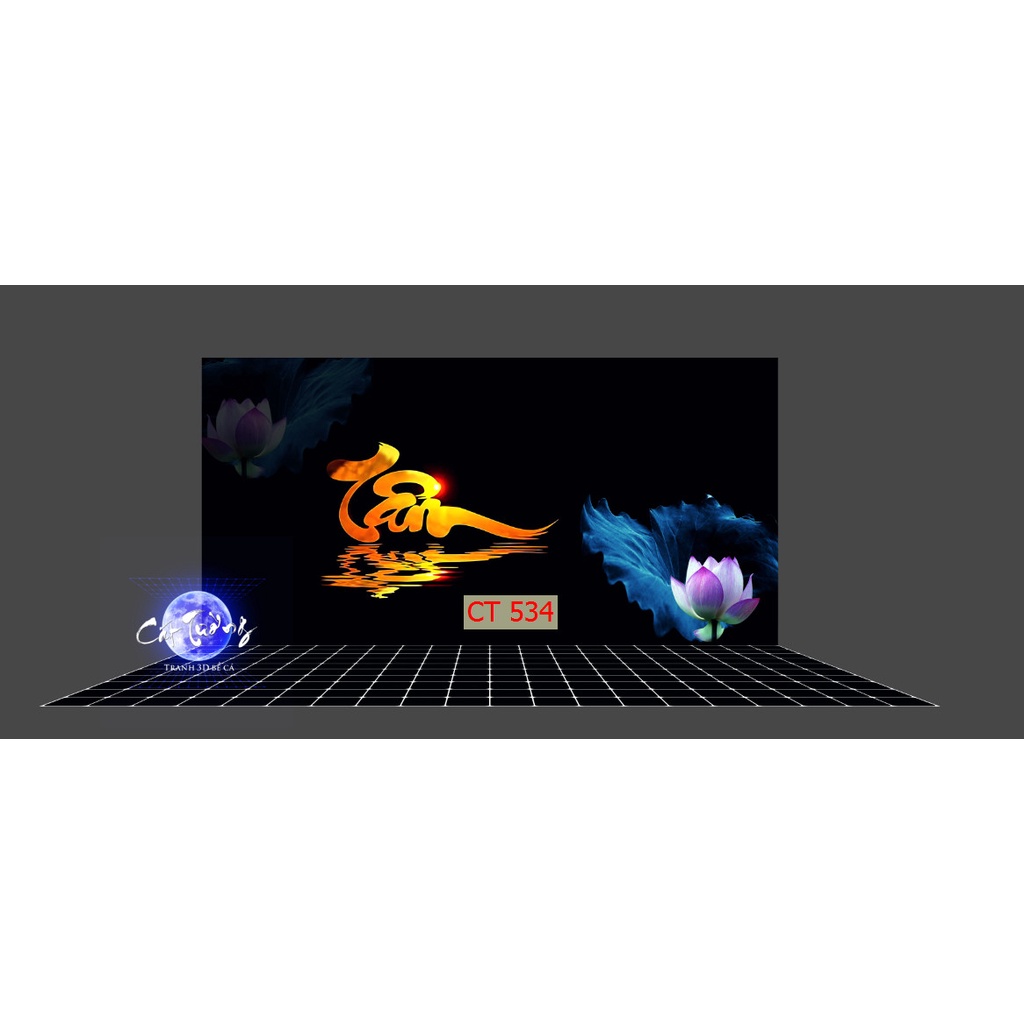tranh 3d. tranh dán bể cá thủy sinh, bể cá rồng (tranh lưng)