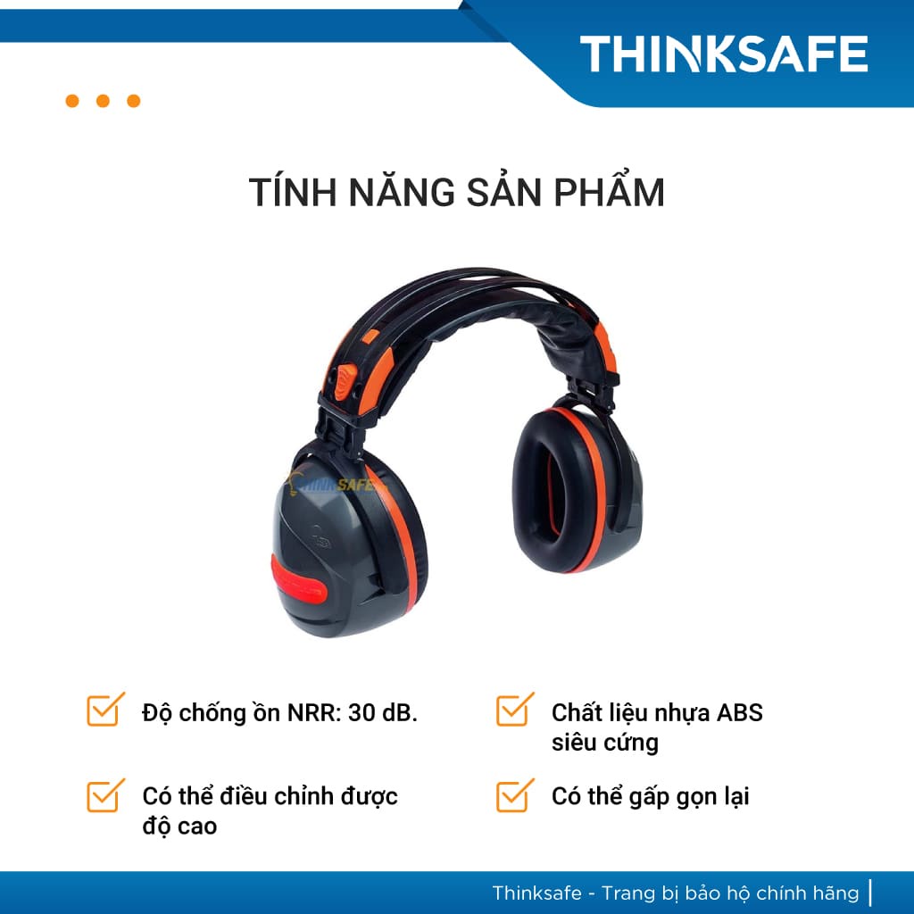 Chụp tai chống ồn Deltaplus Yas Marina - thiết kế thông minh gấp gọn điều chỉnh được độ cao (Màu đen) - THINKSAFE