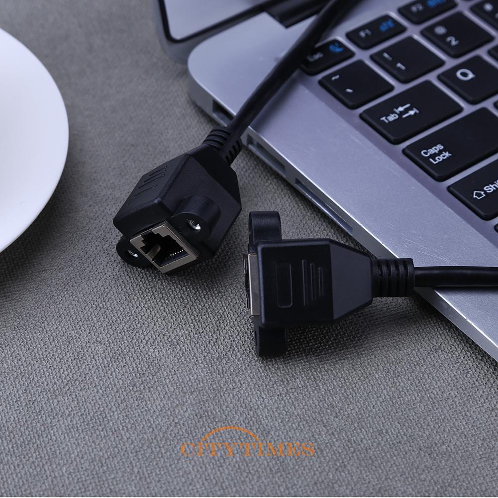 Dây Cáp Mạng Rj45 Nối Dài Đầu Cái Kèm Ốc Vít Cố Định Màu Đen