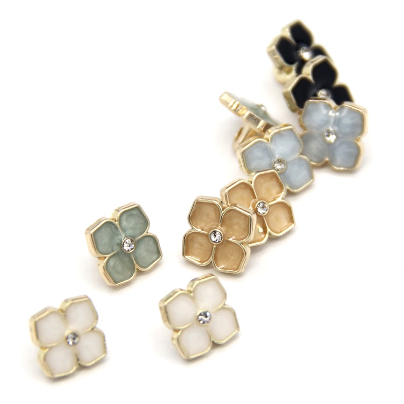 Set 10 Nút Áo Hình Bông Hoa 11mm Bằng Kim Loại Màu Vàng Dành Cho May Vá Thủ Công