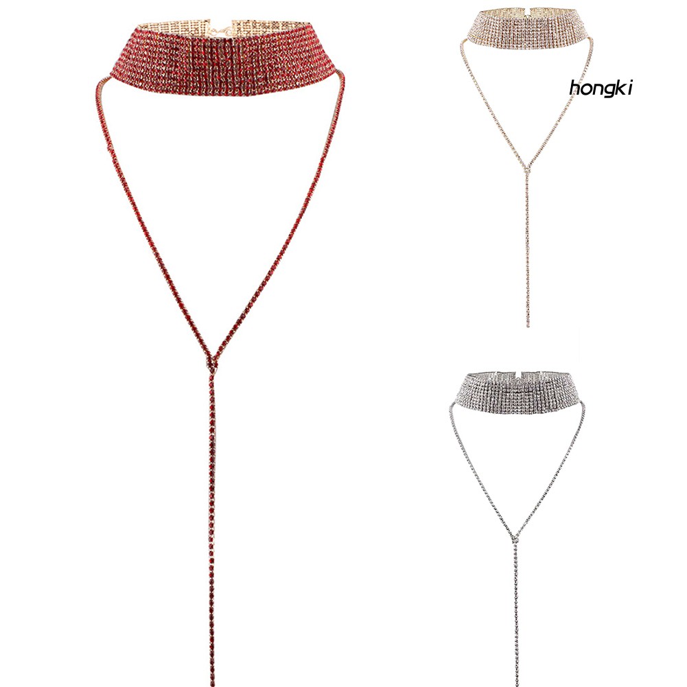 Vòng cổ choker nhiều lớp đính kim cương giả thời trang cho nữ