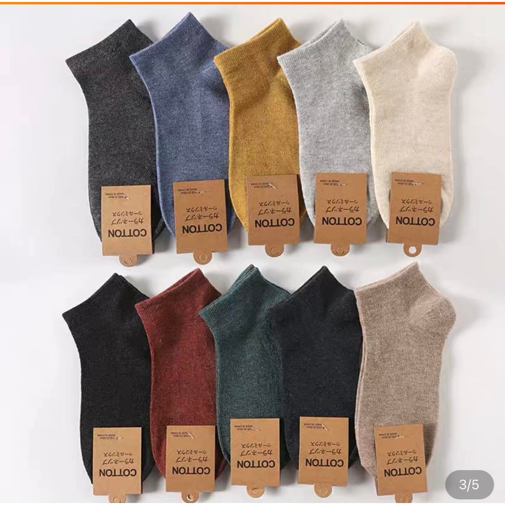 Set 10 Đôi Tất Mix Màu Muối Tiêu, Cổ Ngắn Dành Cho Nam Và Nữ, Chất Cotton Mềm Mịn Không Bai, Không Xù