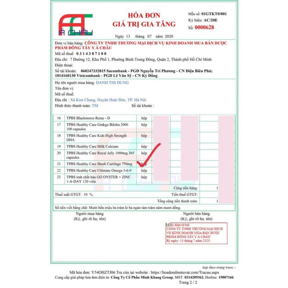 Viên uống sụn cá mập Healthy Care Shark 200 viên của Úc - ĐỦ BILL