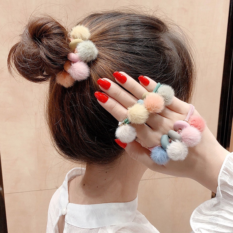 Dây Buộc Tóc Có Chi Tiết Quả Bóng Lông Thời Trang Xinh Xắn Cho Nữ