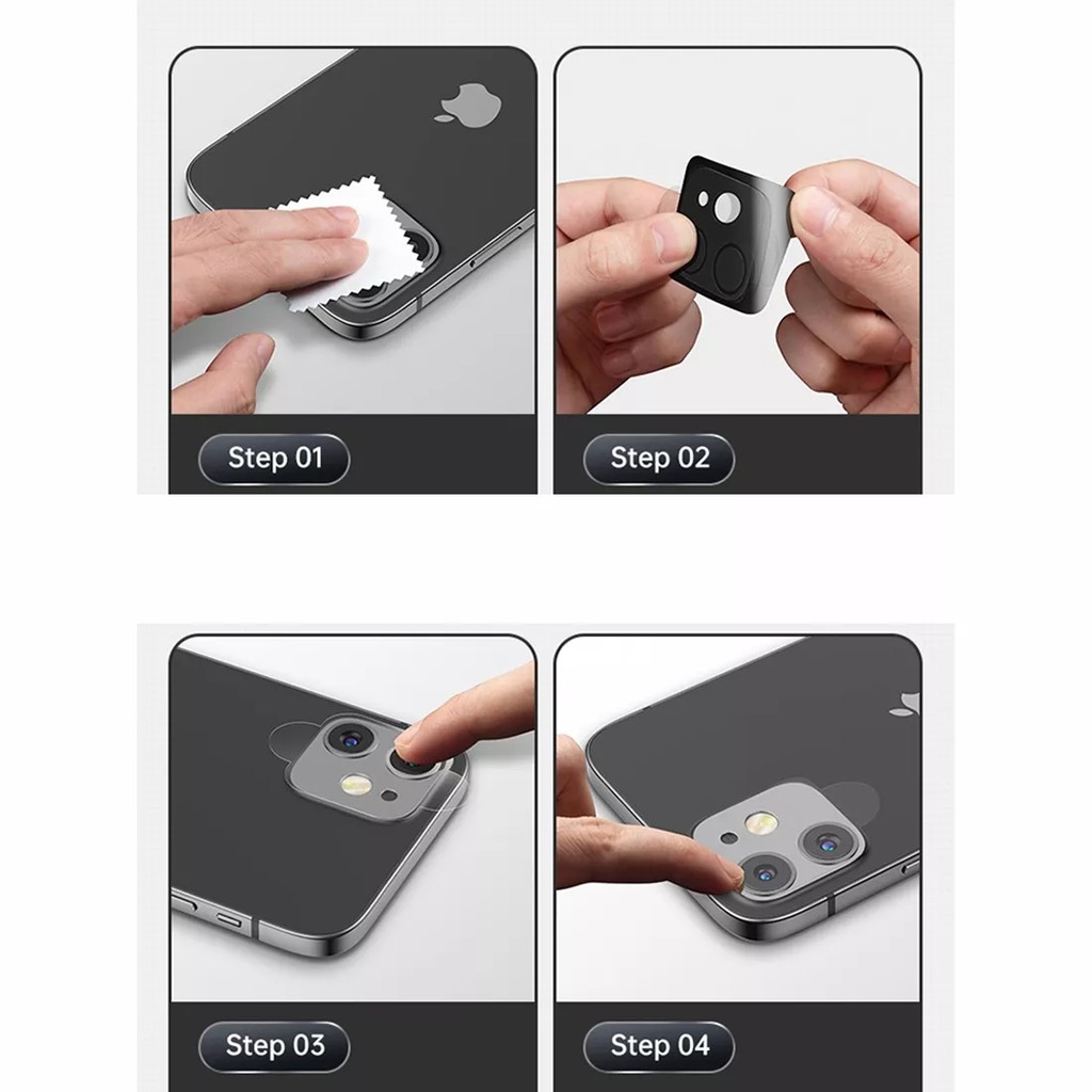 Cường lực camera iPhone 12, 12 mini, 12 Pro, 12 Pro Max full cụm, kính thật