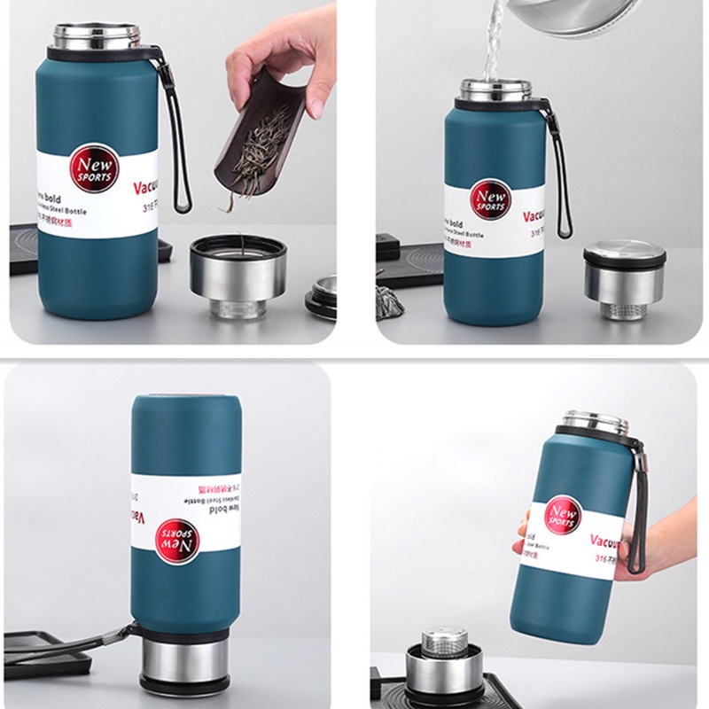 Bình Nước Giữ Nhiệt 1000ml / 1500ml Bằng Thép Không Gỉ Hai Lớp Kèm Đồ Lọc Dung Tích Lớn
