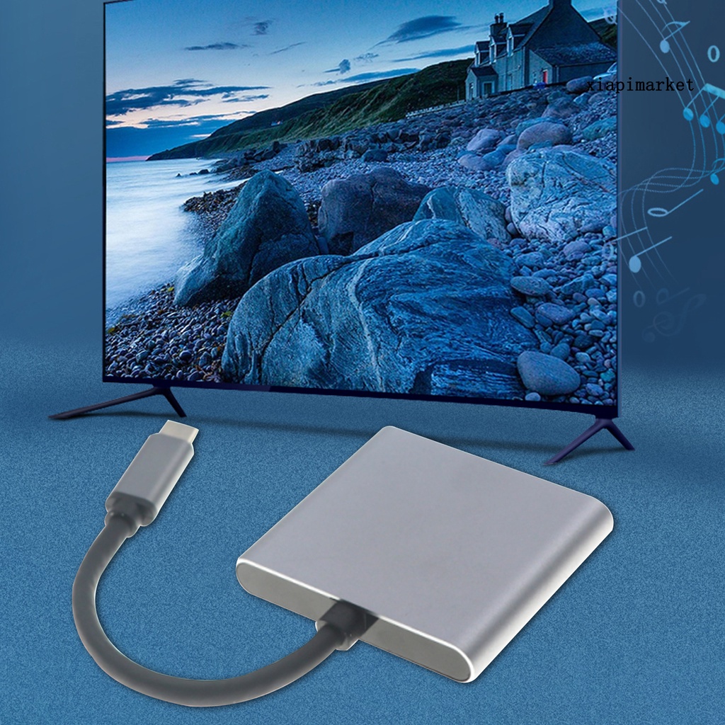 LOP_USB-C Converter 2 in 1 Stable Connection USB 3.0/3.1 3-port Compact Adapter for Laptop with DP