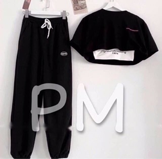 Set quần bo gấu mix áo croptop