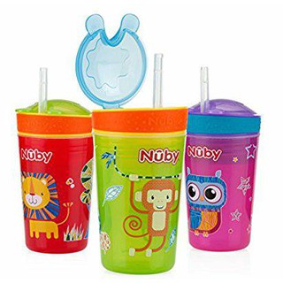 Cốc NUBY 2 trong 1- cốc ăn snack và ống hút cho bé uống nước