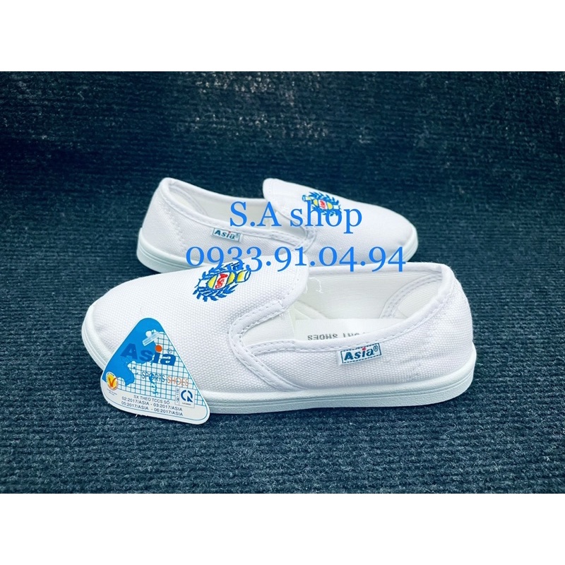 Giày thể thao xỏ/lười Trắng vải bé gái/trai Asia