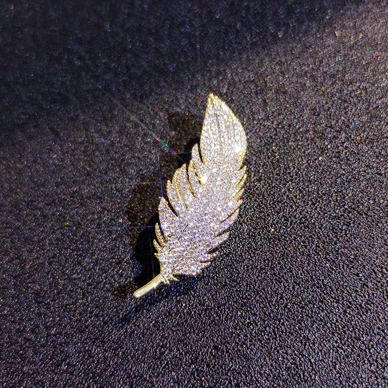 [Jiudoulan] Trâm Cài Áo Hình Lông Vũ Đính Kim Cương Độc Đáo Thời Trang Hàn Quốc Cho Nữ