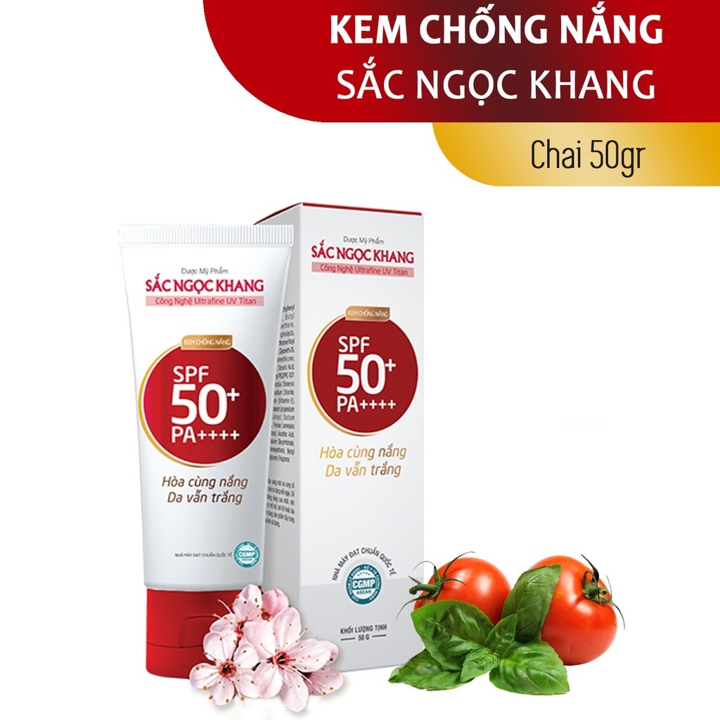 Kem Chống Nắng Sắc Ngọc Khang SPF50 PA++++ giúp chống nắng hiệu quả và kéo dài [tuýp 50g]