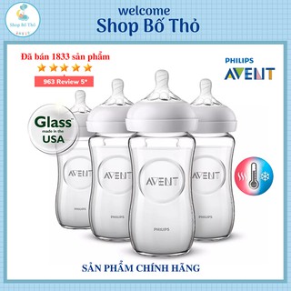 [Chính Hãng] Bình Sữa Avent Natural Thủy Tinh 125ml 260ml 330ml, Bình Avent Cổ Rộng Chống Đầy Hơi Chống sặc Cho Bé.