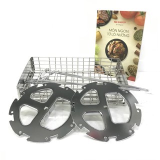 (Mã CHUT002 giảm 8%) Bộ phụ kiện lò nướng chuyên dụng SHARP ACC-EO30 - Vỉ nướng đa năng và 8 xiên quay - Hàng Chính Hãng