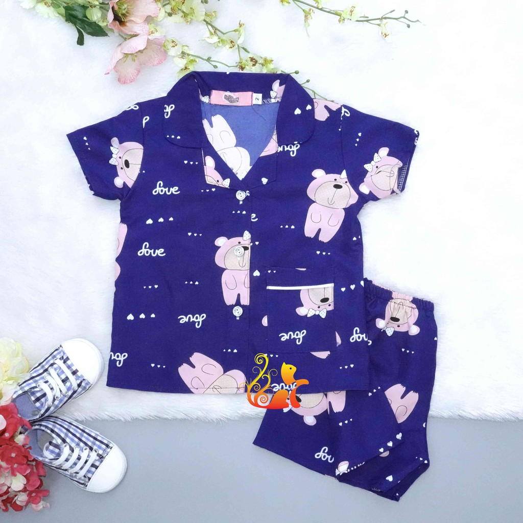 Bộ Đồ Mặc Nhà &quot;Gấu hồng - Sove&quot; Pijama Kate Thái - Cho Bé 8 - 38kg.