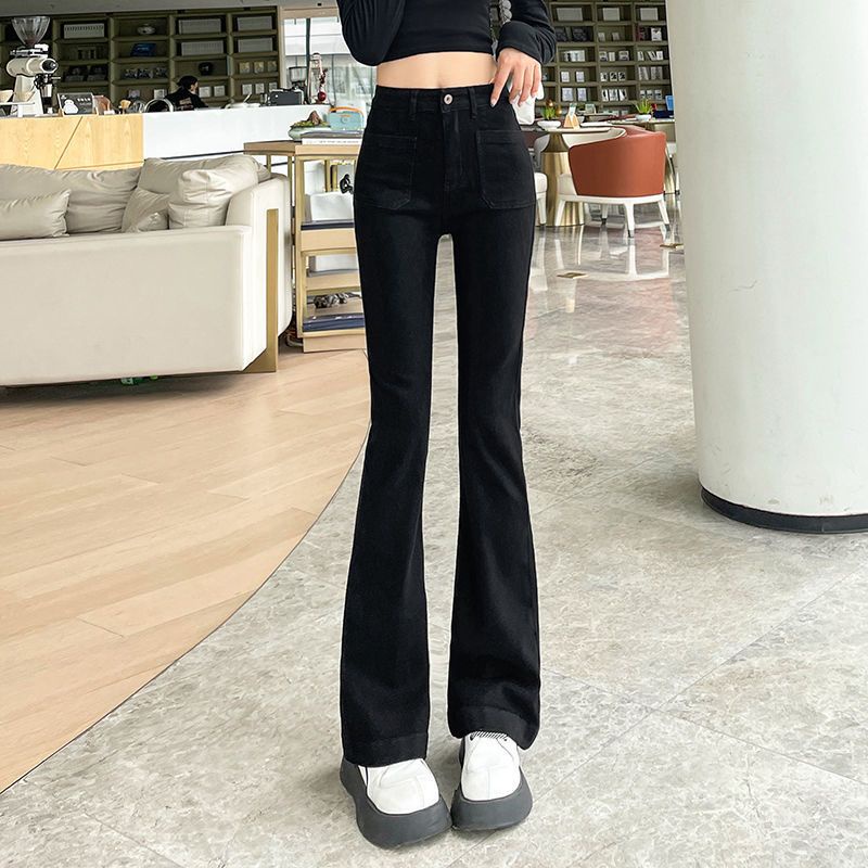 Quần Jeans Đen Ống Loe Thời Trang Dành Cho Nữ