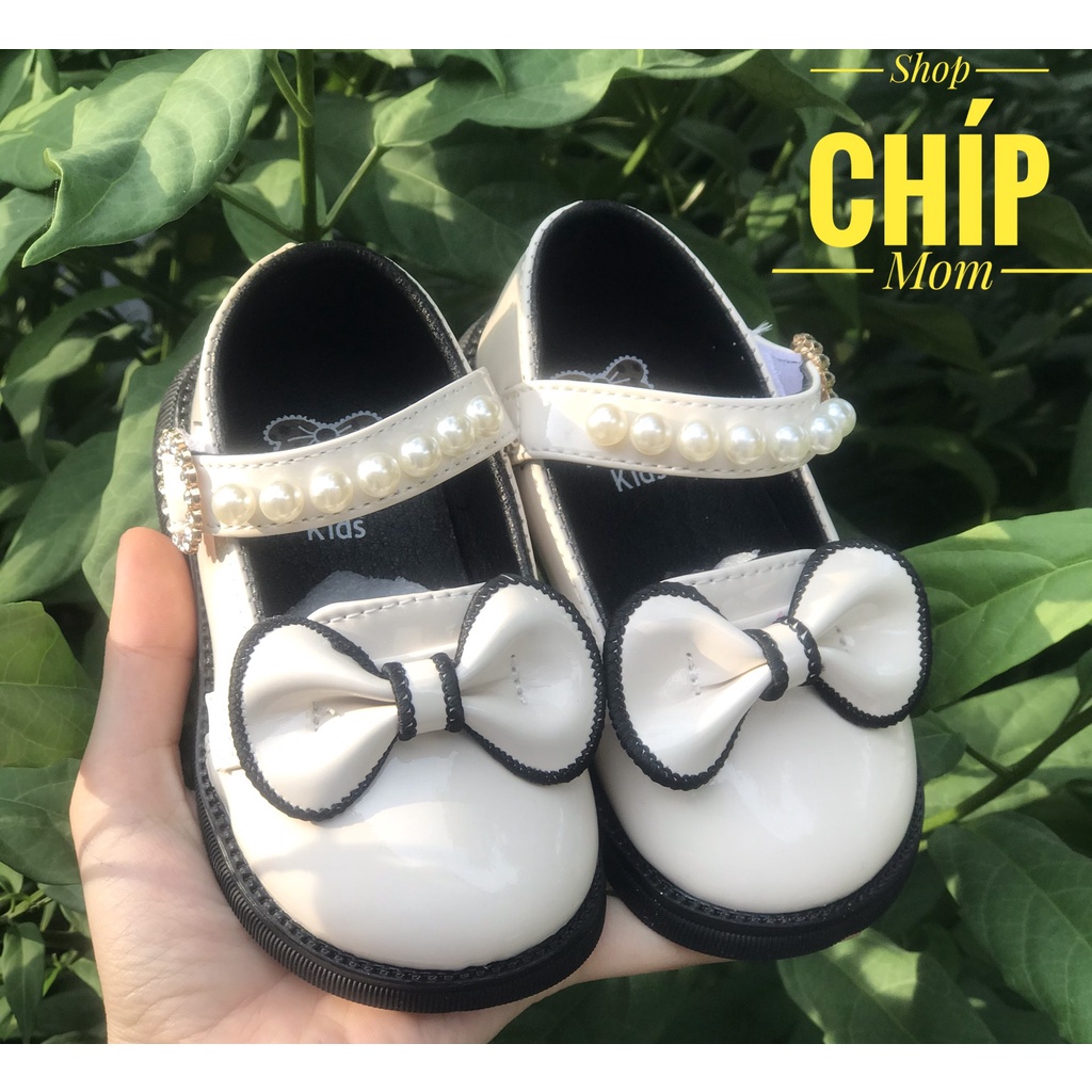 giày búp bê bé gái giày bệt cho bé da bóng  mềm  đính ngọc nơ nhỏ xinh xắn kiểu dáng hàn quốc thời trang thu đông K08A