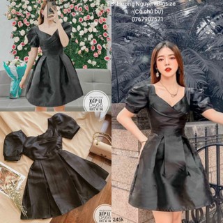 60-90kg bigsize đầm tafta tùng xếp li d566