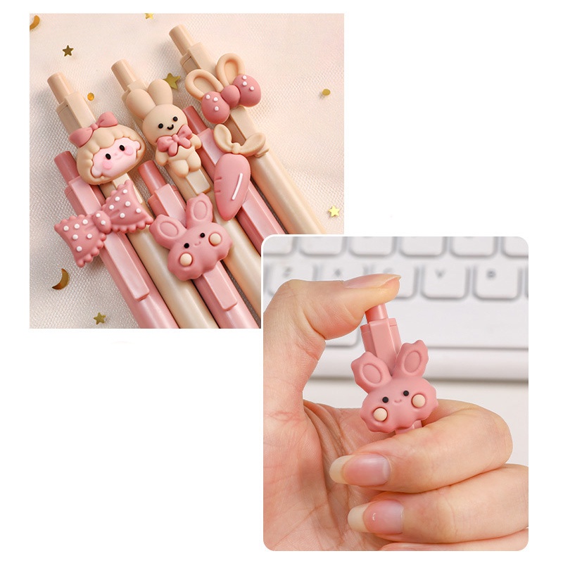 Set 3 Bút Mực Đen Ngòi 0.5mm Hình Thỏ Xinh Xắn