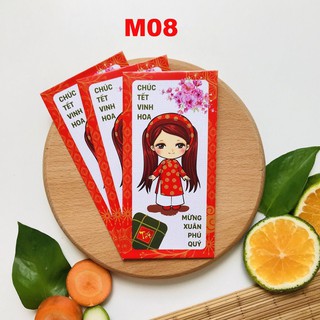 10 phong bao lì xì tết 2021, túi lì xì giấy couche dày đẹp đựng vừa tờ tiền 500k (TẶNG BAO KIẾNG)