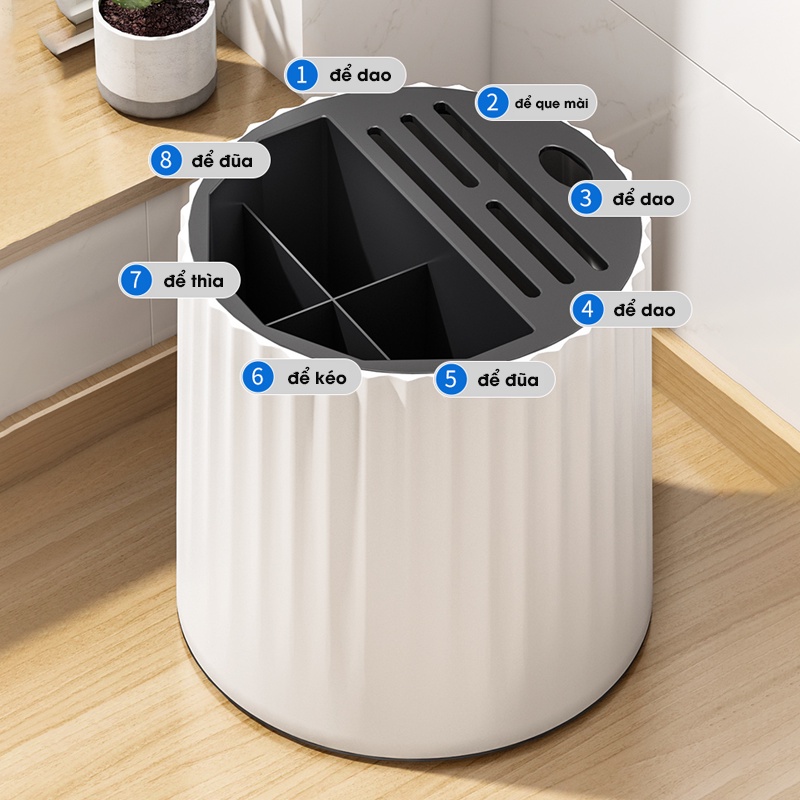 Ống Đựng Dao Đũa  Muỗng Cao Cấp, Hôp Đựng Đũa Xoay 360* Có Khay Hứng Ráo Nước Tháo Rời Canashop