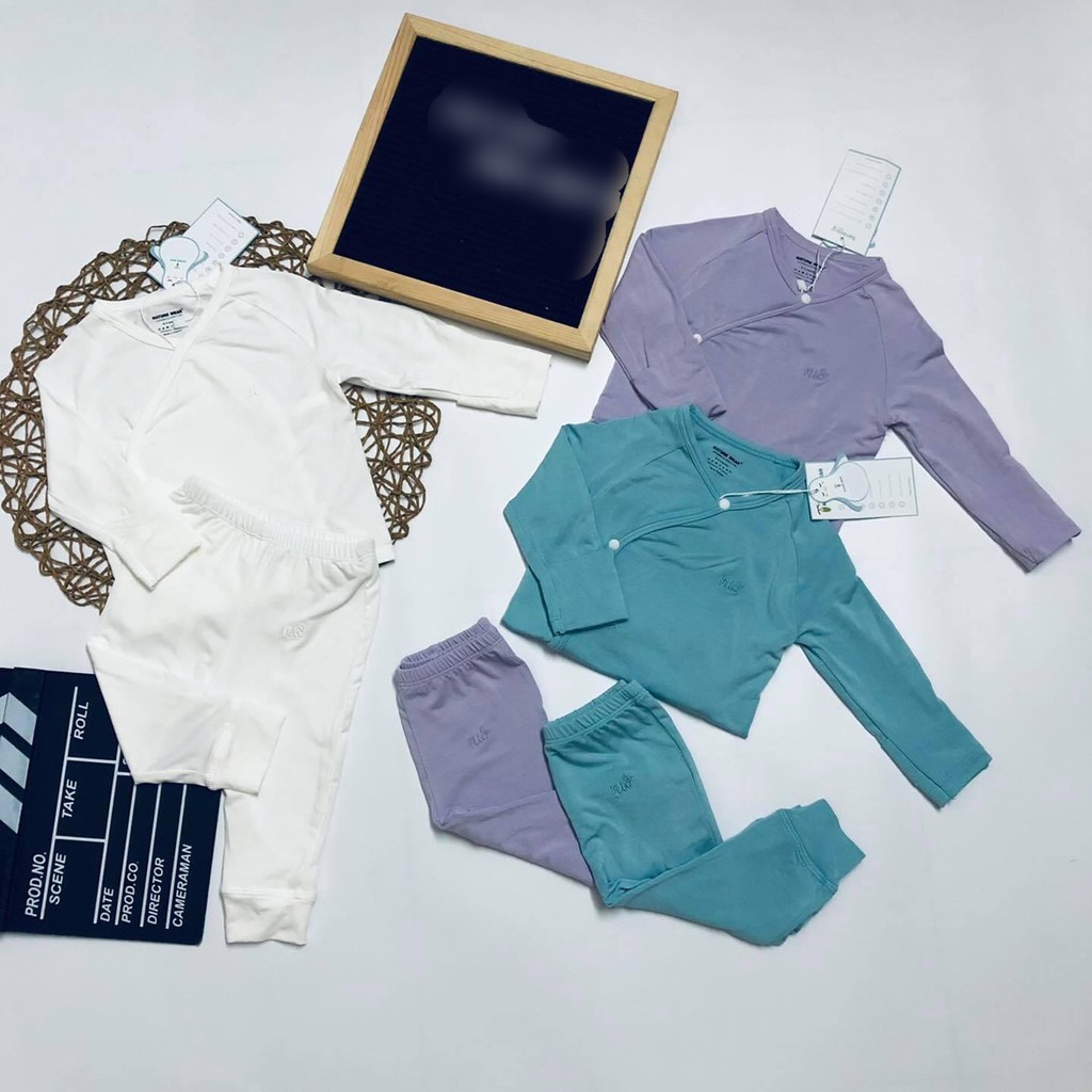 Nature Wear Bộ Dài Cài Chéo Sơ Sinh siêu mềm mịn