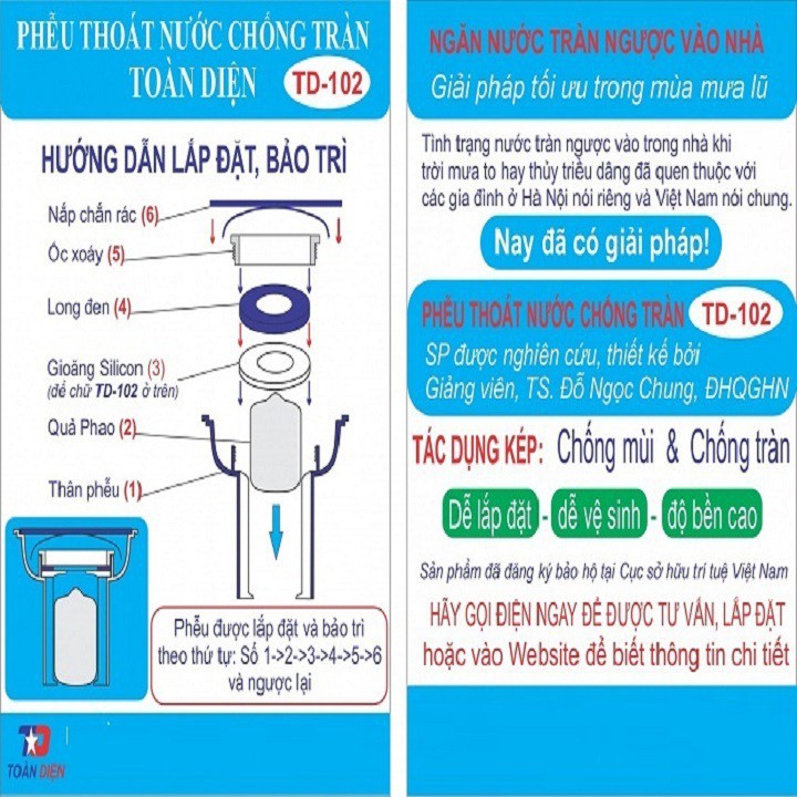 Phễu Thoát Nước Chống Tràn TD-102 (Trắng)