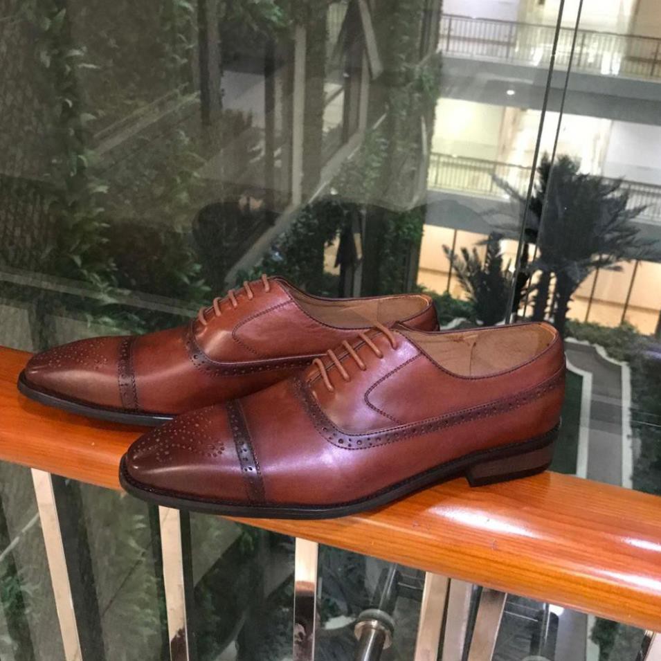 Giày tây nam handmade hàng hiệu hiện đại khâu đế thời trang da cao cấp mh1 | BigBuy360 - bigbuy360.vn