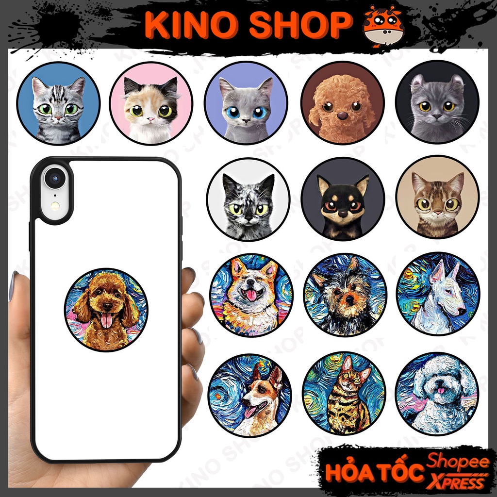 Giá đỡ điện thoại popsocket iring in theo yêu cầu chó mèo thú cưng chống lưng quấn tai nghe P201-P225 KINOSHOP