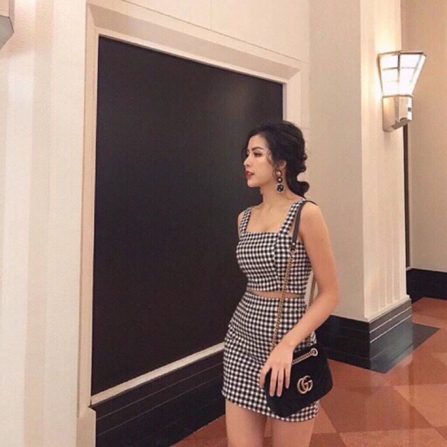 SET VÁY CARO , CHẤM BI HAI DÂY