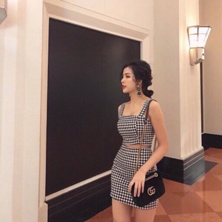 Set váy caro , chấm bi hai dây