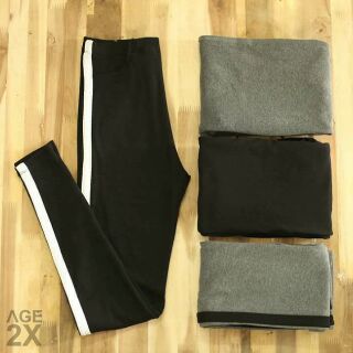 QUẦN LEGGING ĐEN 1 SỌC TRẮNG LƯNG LIỀN - AGE2X