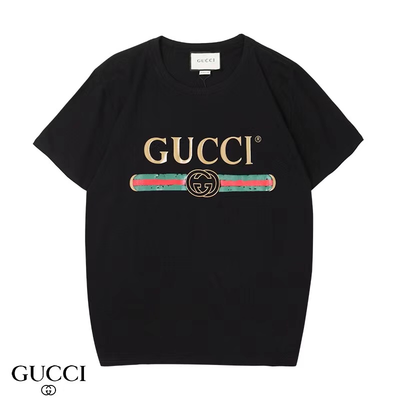 Áo thun tay ngắn chất liệu cotton in chữ Gucci đơn giản thời trang dành cho cả nam và nữ
