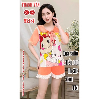 Đồ bộ pijama dễ thương tay ngắn lụa satin.